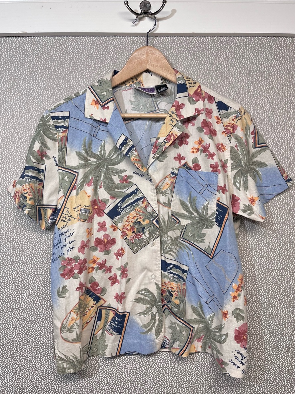 M Vintage Erika and Co. Tropical Short-Sleeve Button-Up Shirt - Multi